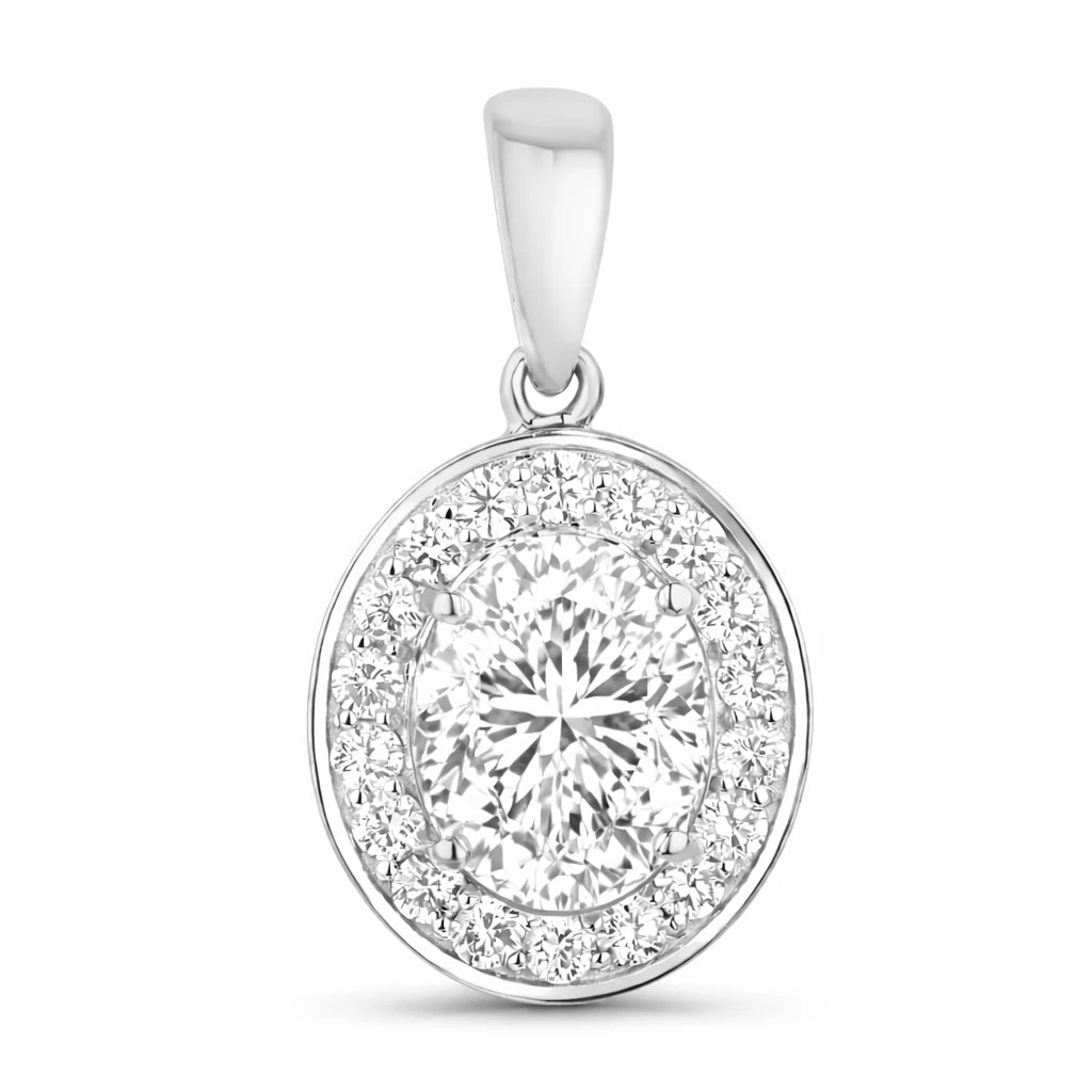 Heirloom Oval-Cut and Diamond Halo Pendant