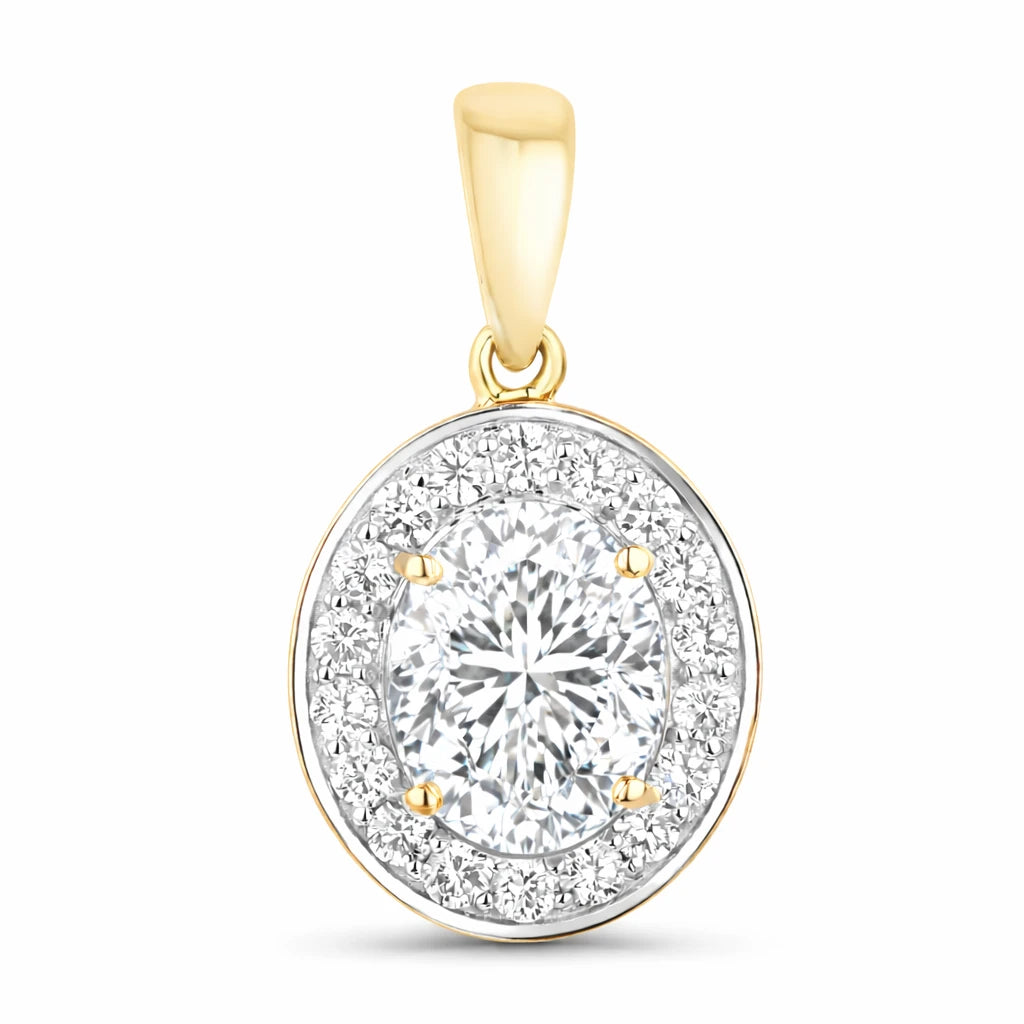 Heirloom Oval-Cut and Diamond Halo Pendant