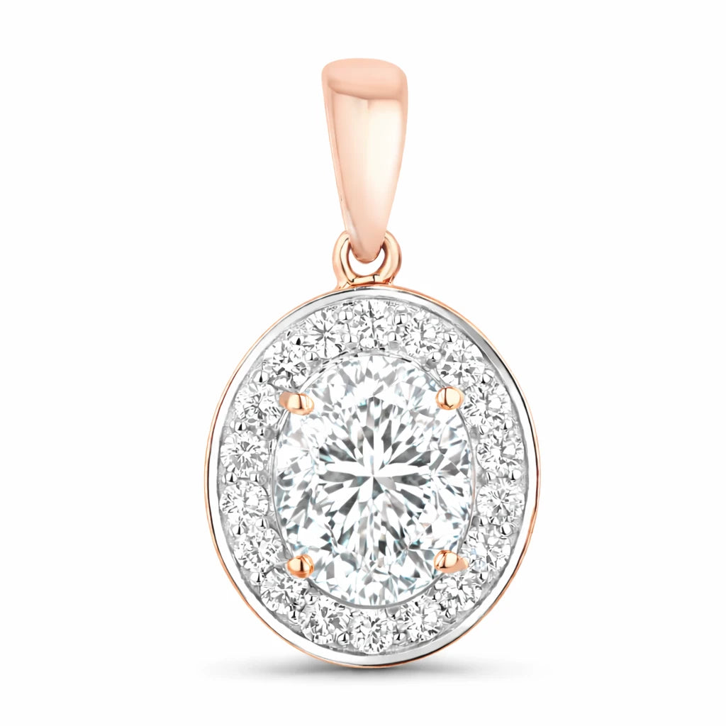 Heirloom Oval-Cut and Diamond Halo Pendant
