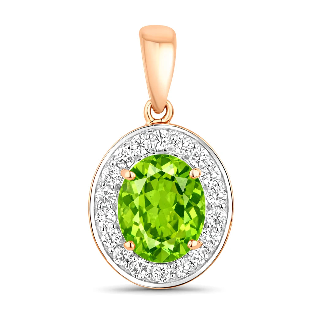 Heirloom Oval-Cut and Diamond Halo Pendant