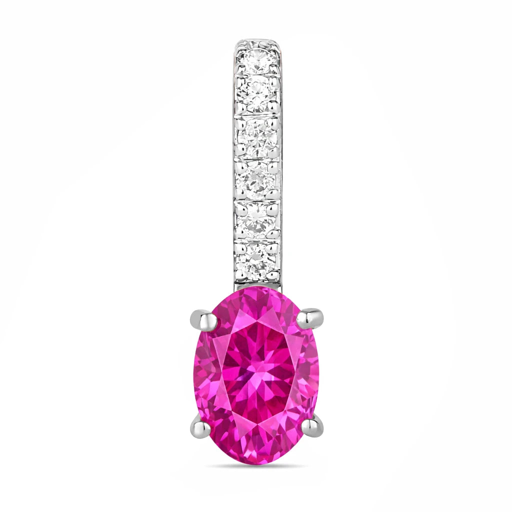 Oval Cut Diamond Accent Drop Pendant