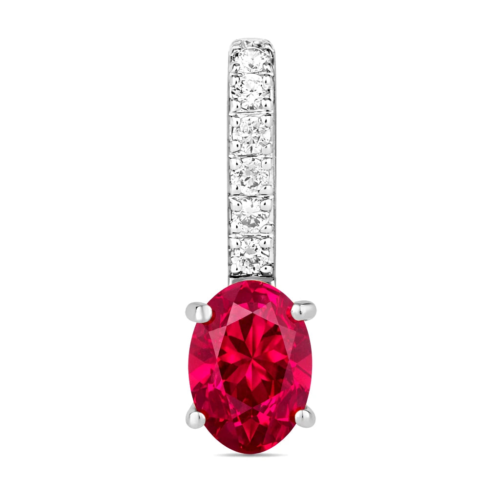 Oval Cut Diamond Accent Drop Pendant