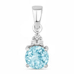 Round Cut Amethyst Diamond Accent Drop Pendant