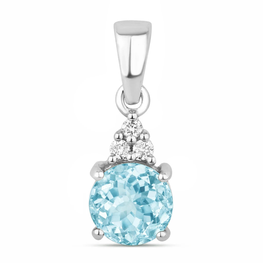 Round Cut Amethyst Diamond Accent Drop Pendant