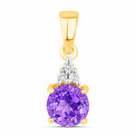 Round Cut Amethyst Diamond Accent Drop Pendant