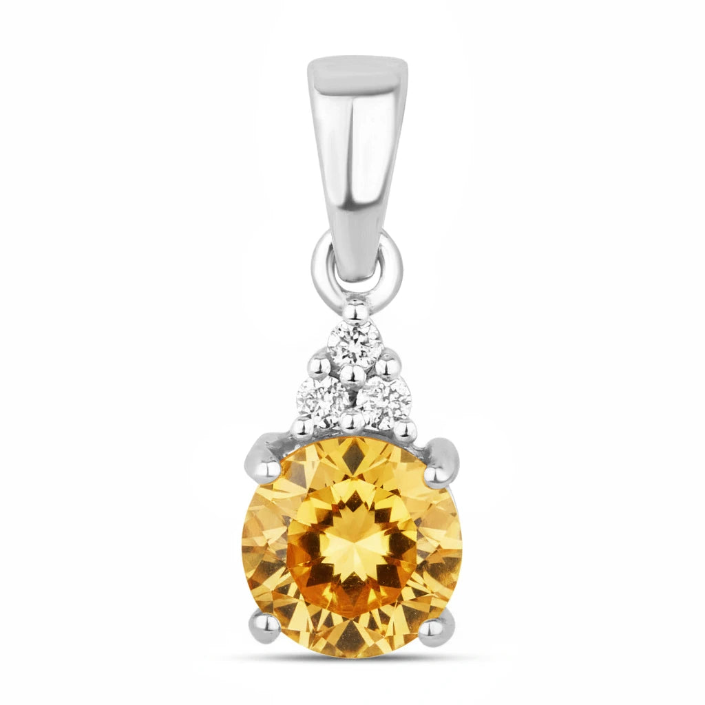 Round Cut Amethyst Diamond Accent Drop Pendant