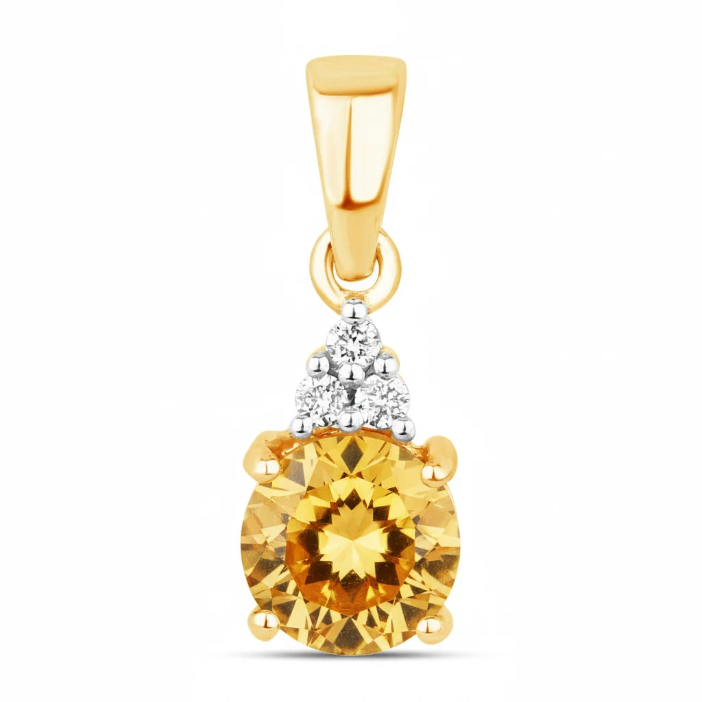 Round Cut Amethyst Diamond Accent Drop Pendant