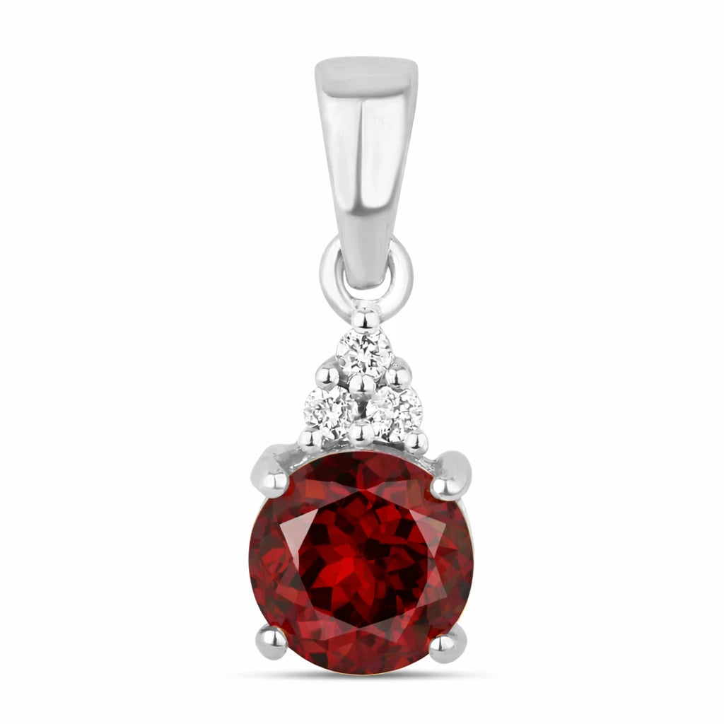 Round Cut Amethyst Diamond Accent Drop Pendant