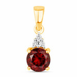 Round Cut Amethyst Diamond Accent Drop Pendant