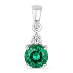 Round Cut Amethyst Diamond Accent Drop Pendant