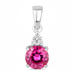 Round Cut Amethyst Diamond Accent Drop Pendant