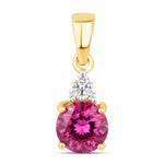 Round Cut Amethyst Diamond Accent Drop Pendant