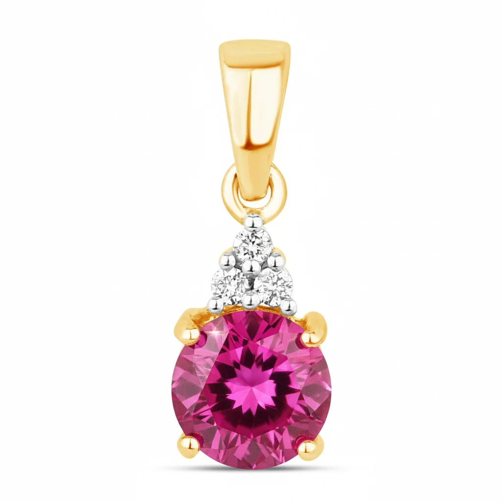 Round Cut Amethyst Diamond Accent Drop Pendant