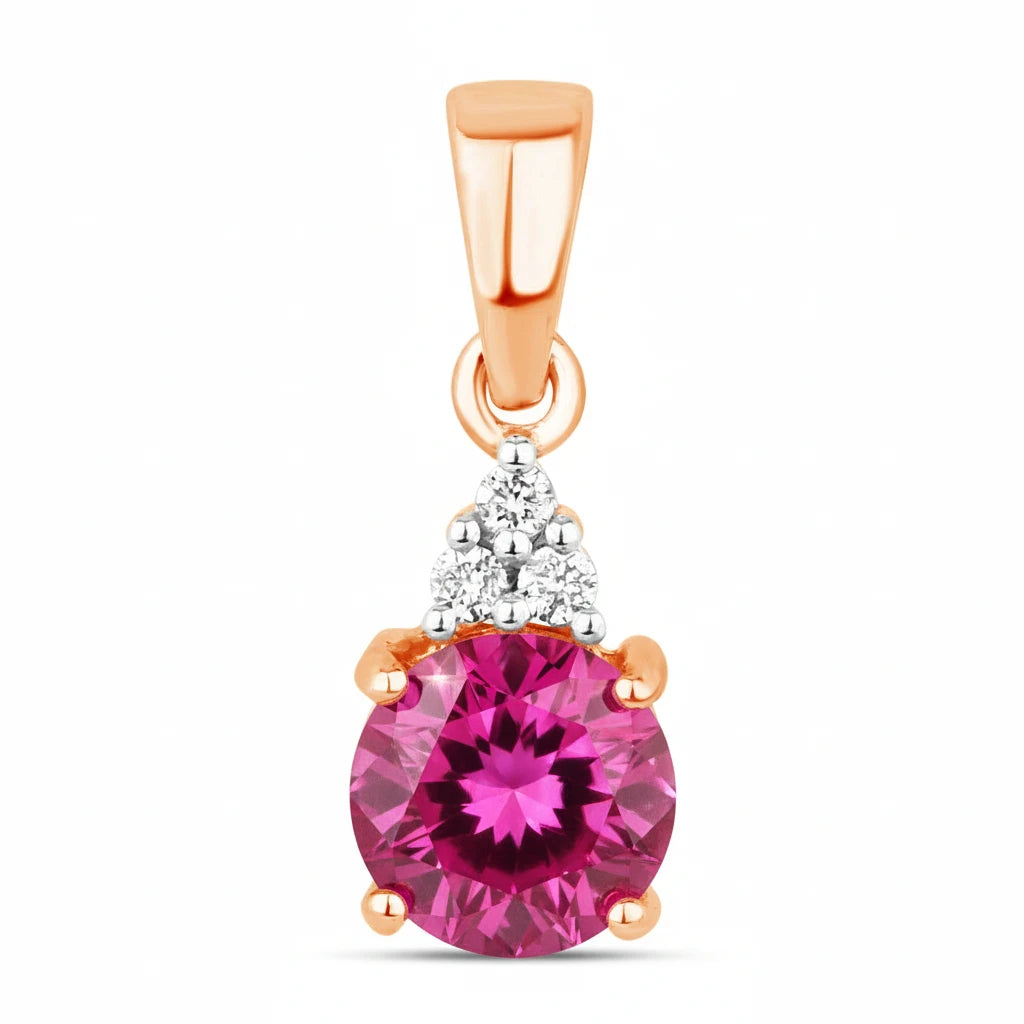Round Cut Amethyst Diamond Accent Drop Pendant