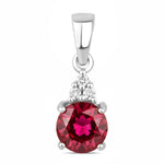 Round Cut Amethyst Diamond Accent Drop Pendant