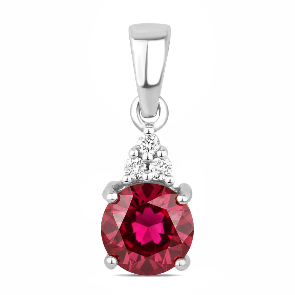 Round Cut Amethyst Diamond Accent Drop Pendant