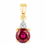 Round Cut Amethyst Diamond Accent Drop Pendant