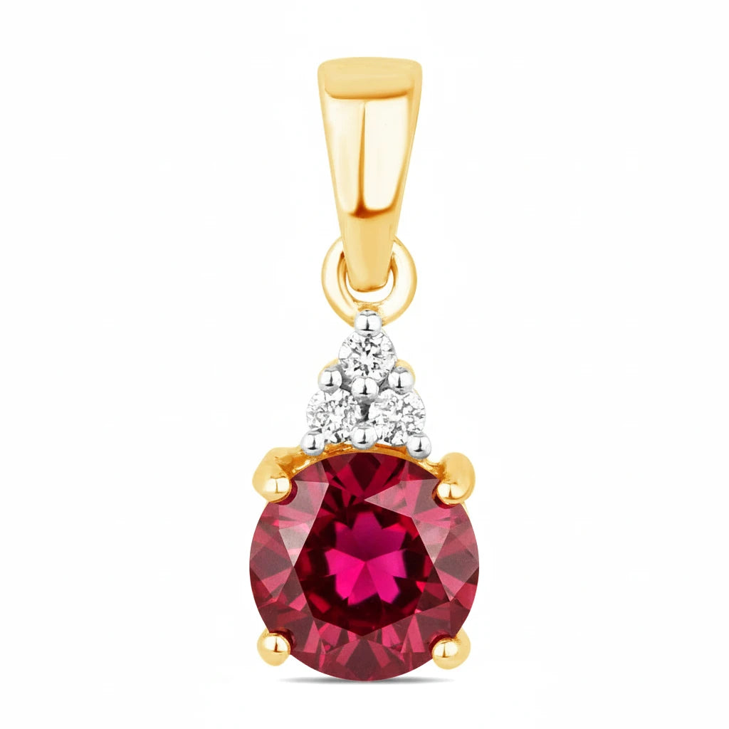 Round Cut Amethyst Diamond Accent Drop Pendant