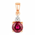 Round Cut Amethyst Diamond Accent Drop Pendant