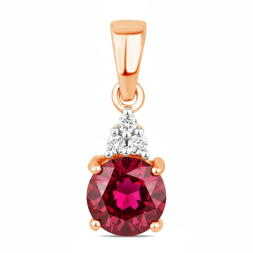 Round Cut Amethyst Diamond Accent Drop Pendant