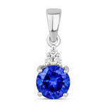 Round Cut Amethyst Diamond Accent Drop Pendant
