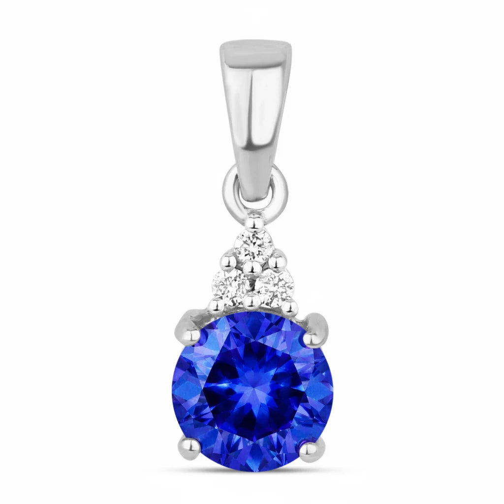 Round Cut Amethyst Diamond Accent Drop Pendant