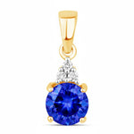 Round Cut Amethyst Diamond Accent Drop Pendant