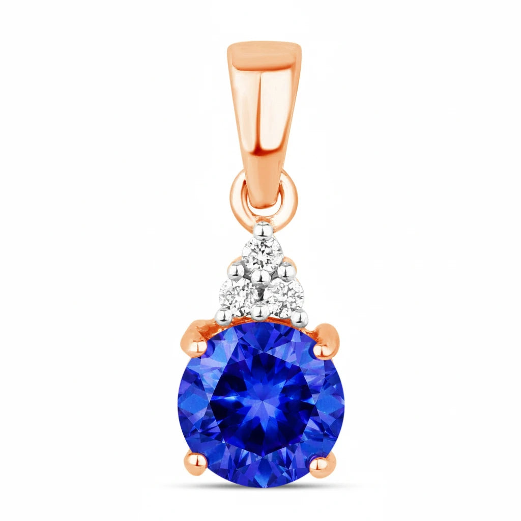 Round Cut Amethyst Diamond Accent Drop Pendant