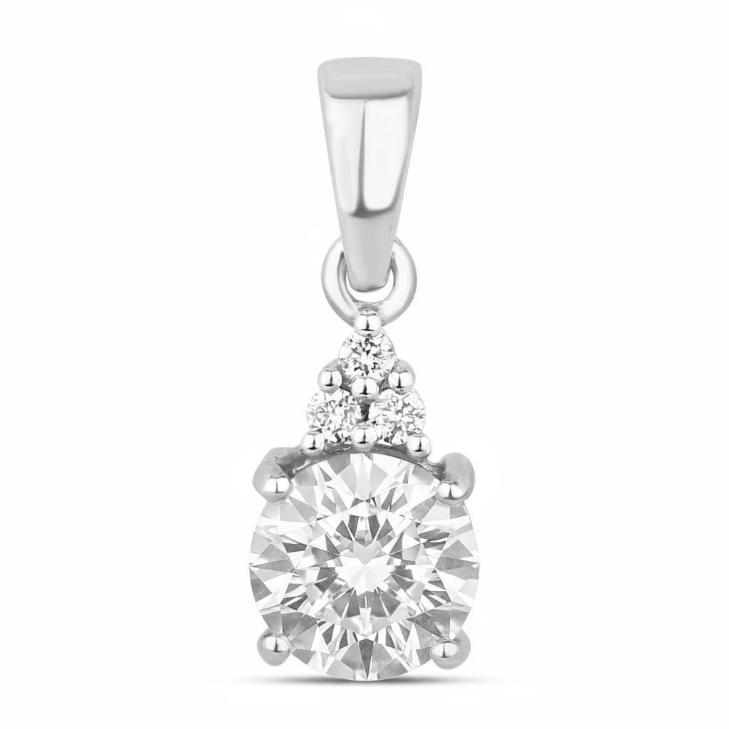 Round Cut Amethyst Diamond Accent Drop Pendant