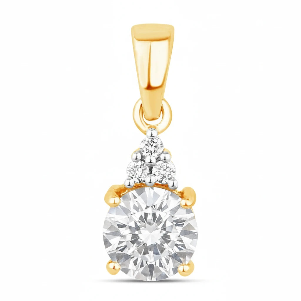 Round Cut Amethyst Diamond Accent Drop Pendant