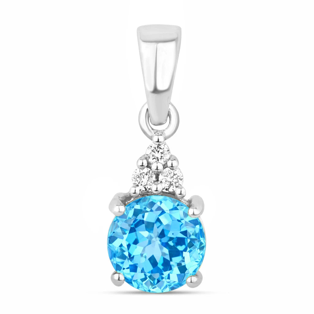 Round Cut Amethyst Diamond Accent Drop Pendant
