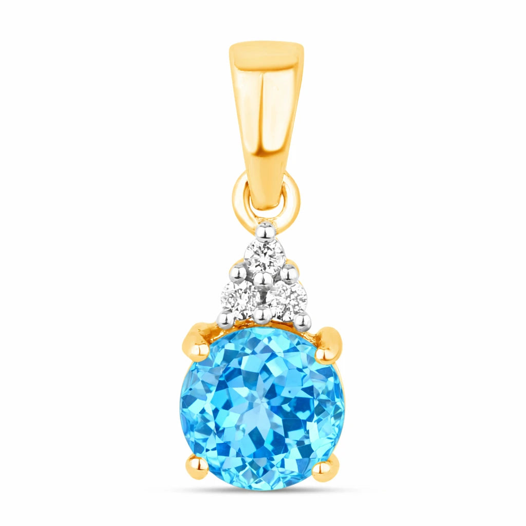 Round Cut Amethyst Diamond Accent Drop Pendant
