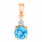 Round Cut Amethyst Diamond Accent Drop Pendant