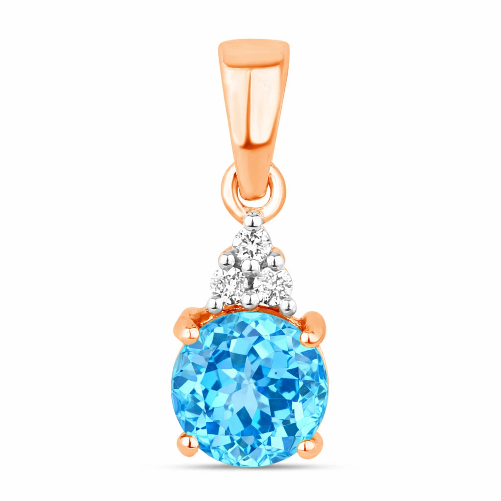 Round Cut Amethyst Diamond Accent Drop Pendant