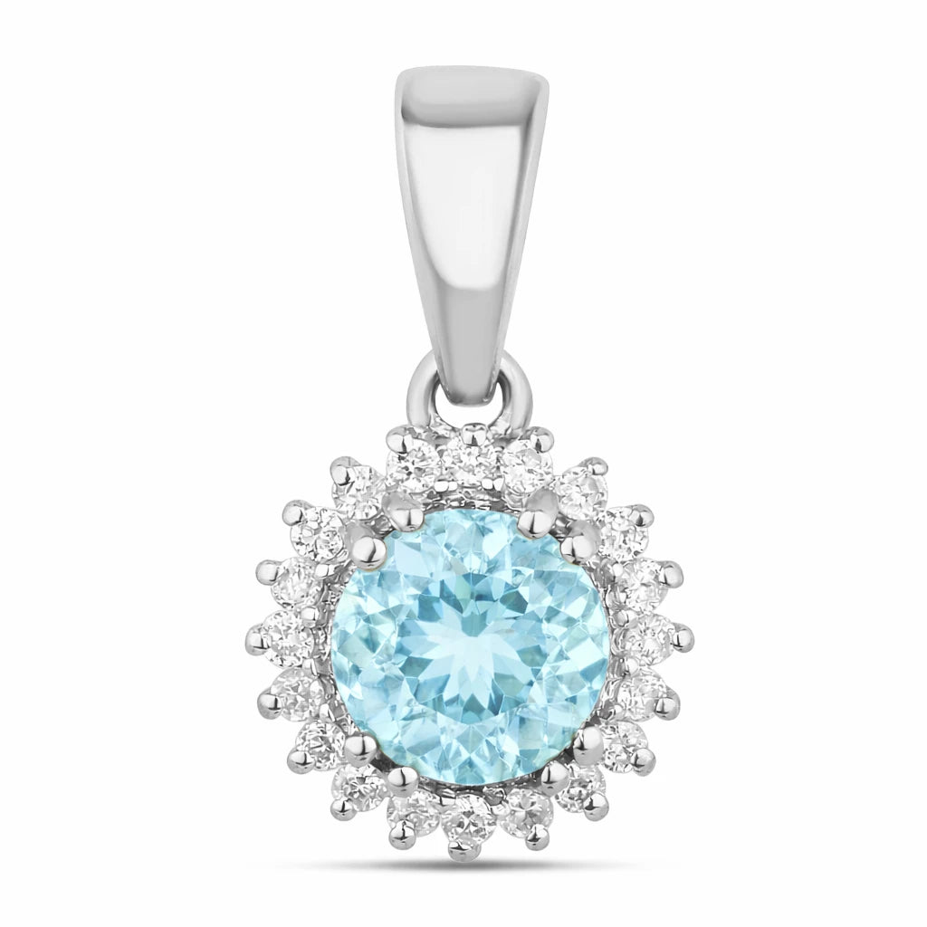 Sunburst Round Cut Diamond Accent Pendant