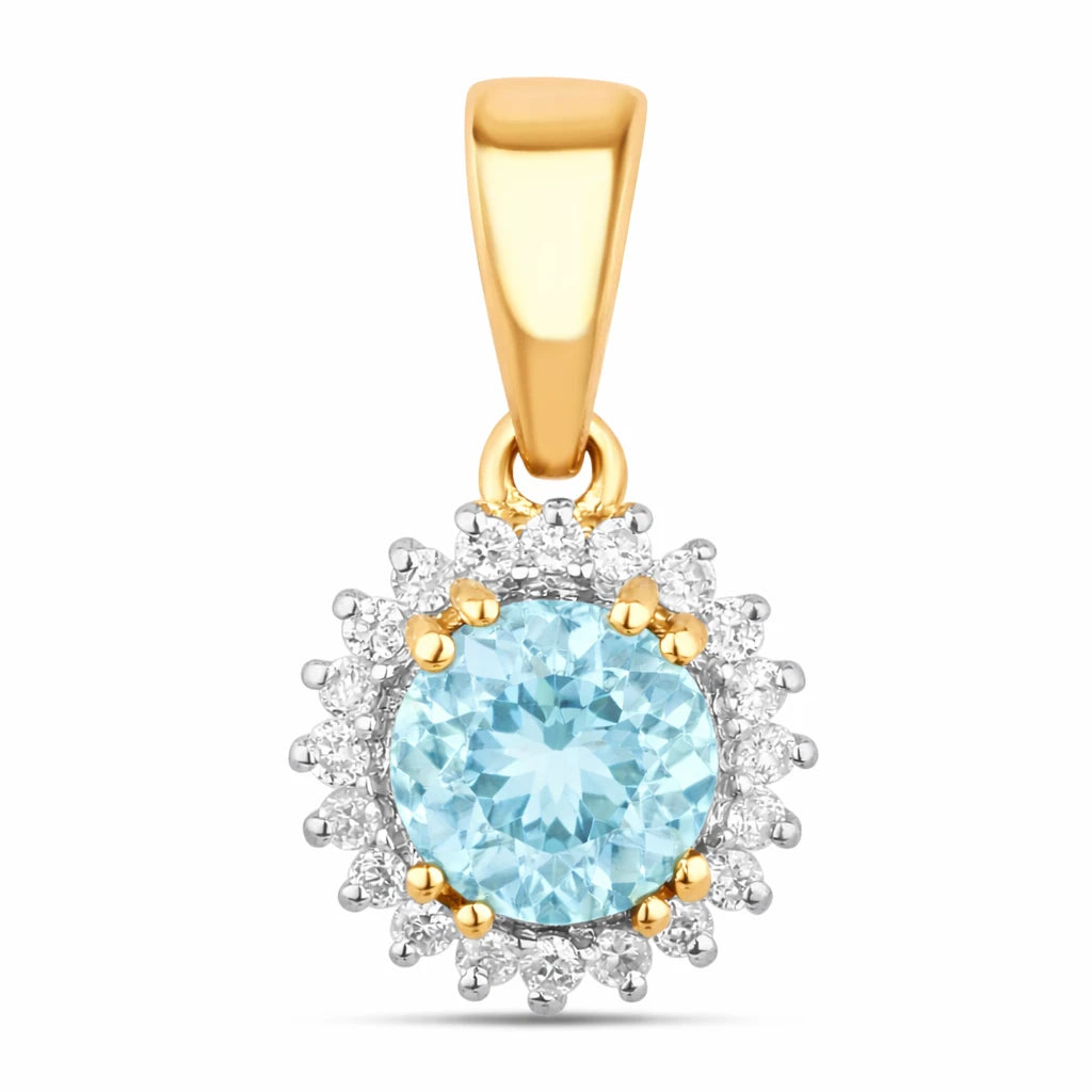 Sunburst Round Cut Diamond Accent Pendant