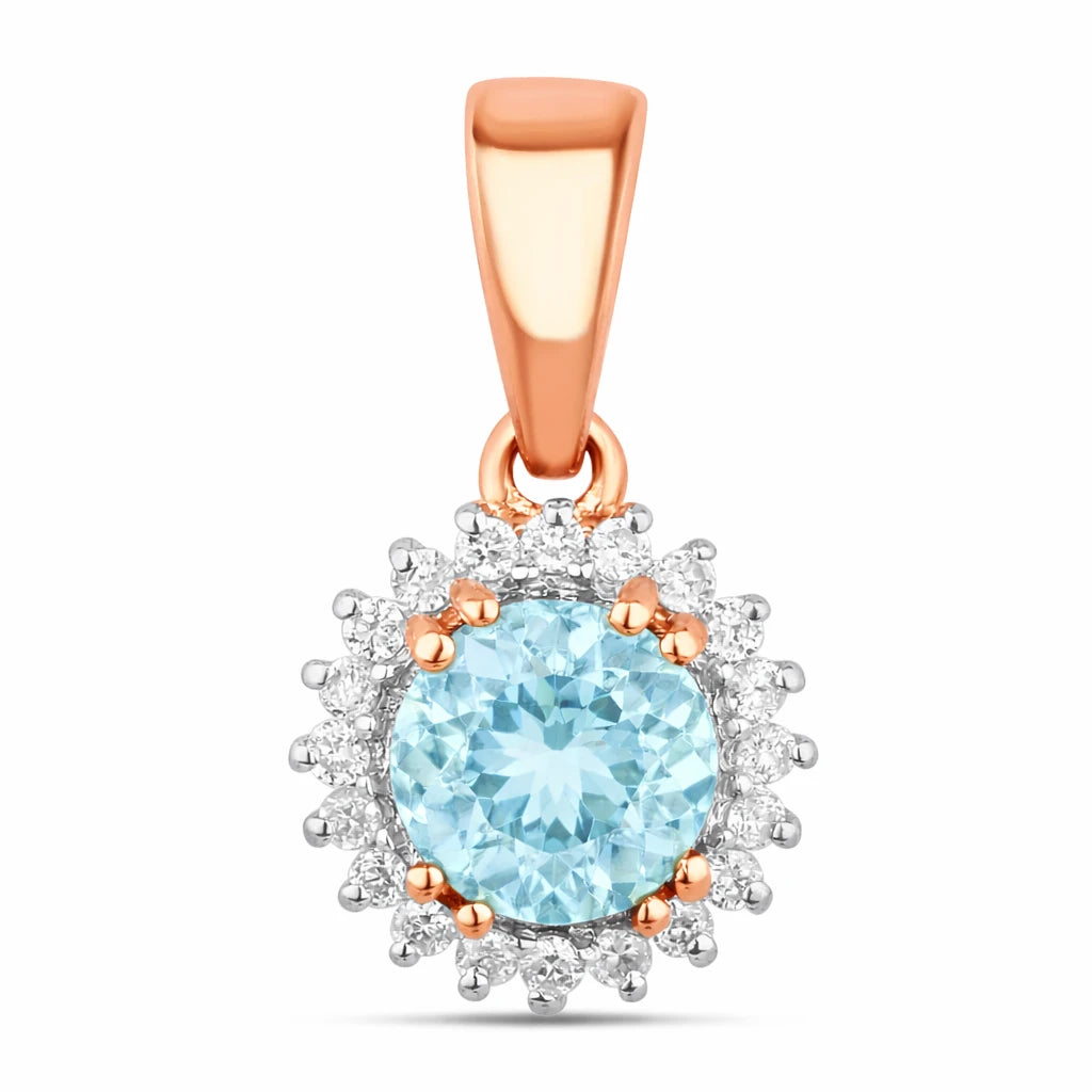 Sunburst Round Cut Diamond Accent Pendant