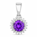 Sunburst Round Cut Diamond Accent Pendant