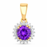 Sunburst Round Cut Diamond Accent Pendant