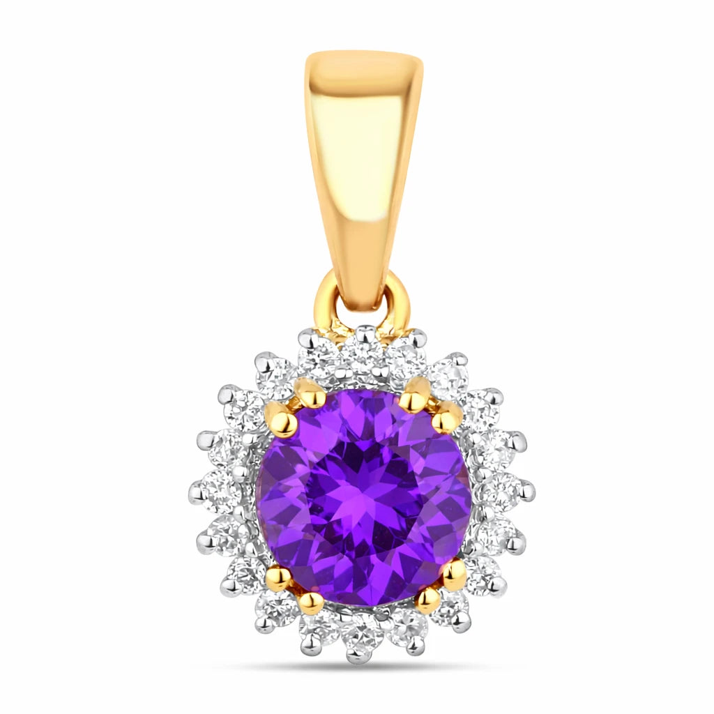 Sunburst Round Cut Diamond Accent Pendant