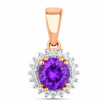 Sunburst Round Cut Diamond Accent Pendant