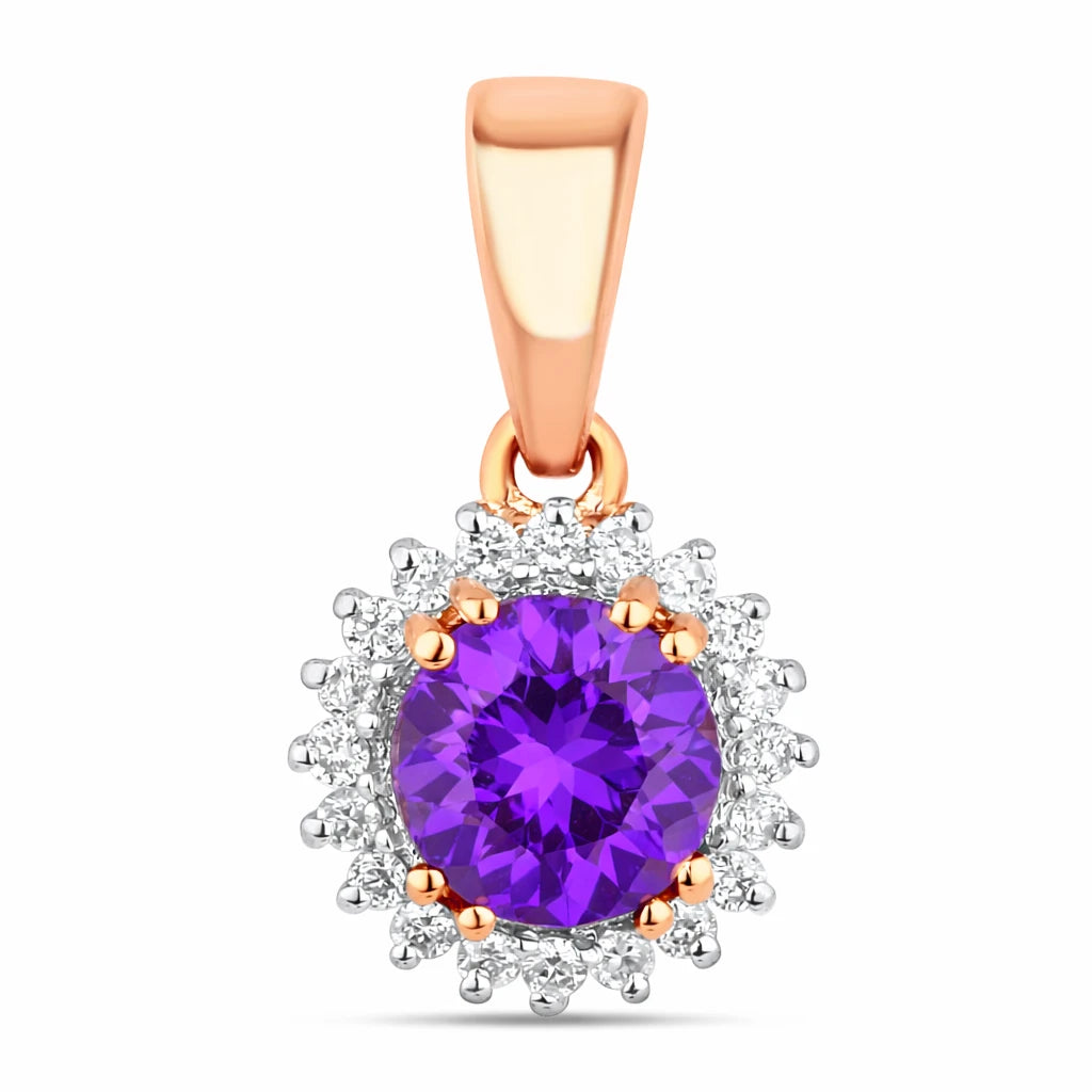 Sunburst Round Cut Diamond Accent Pendant
