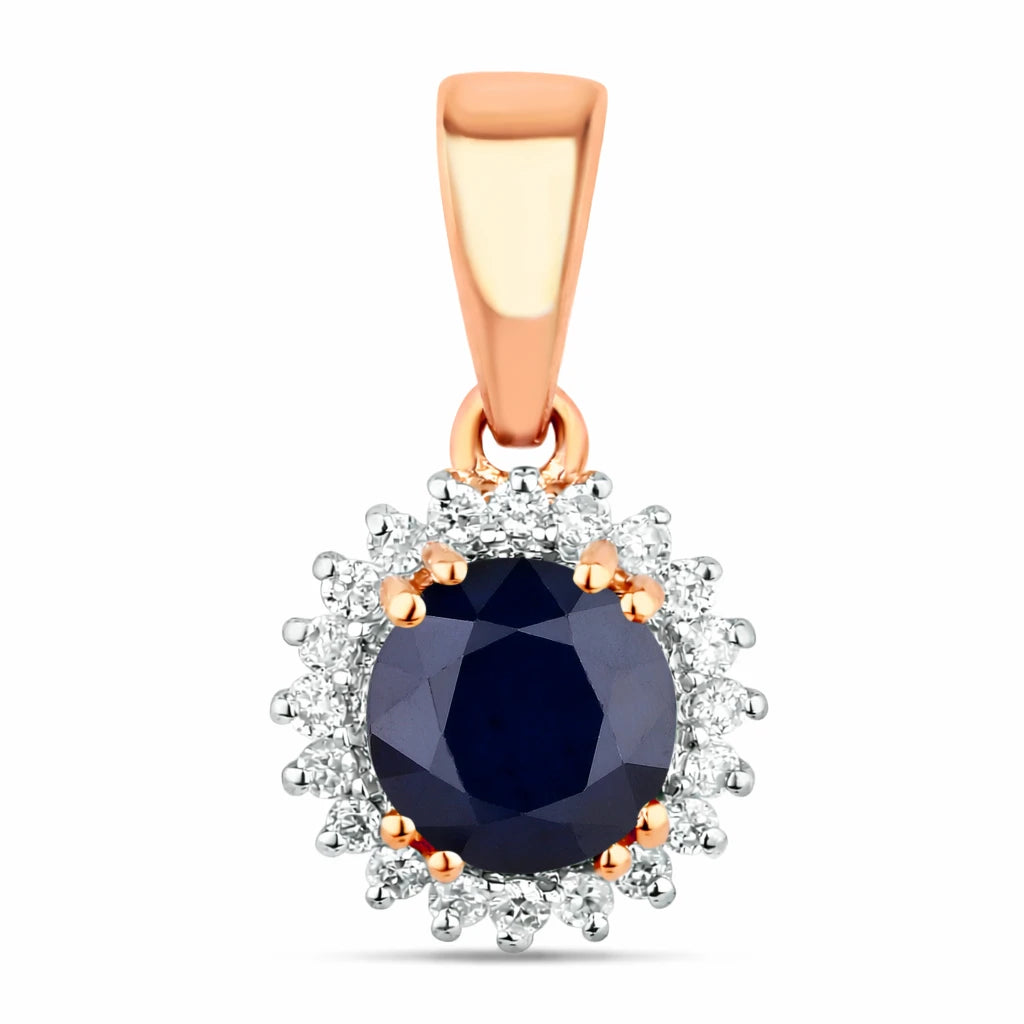 Sunburst Round Cut Diamond Accent Pendant