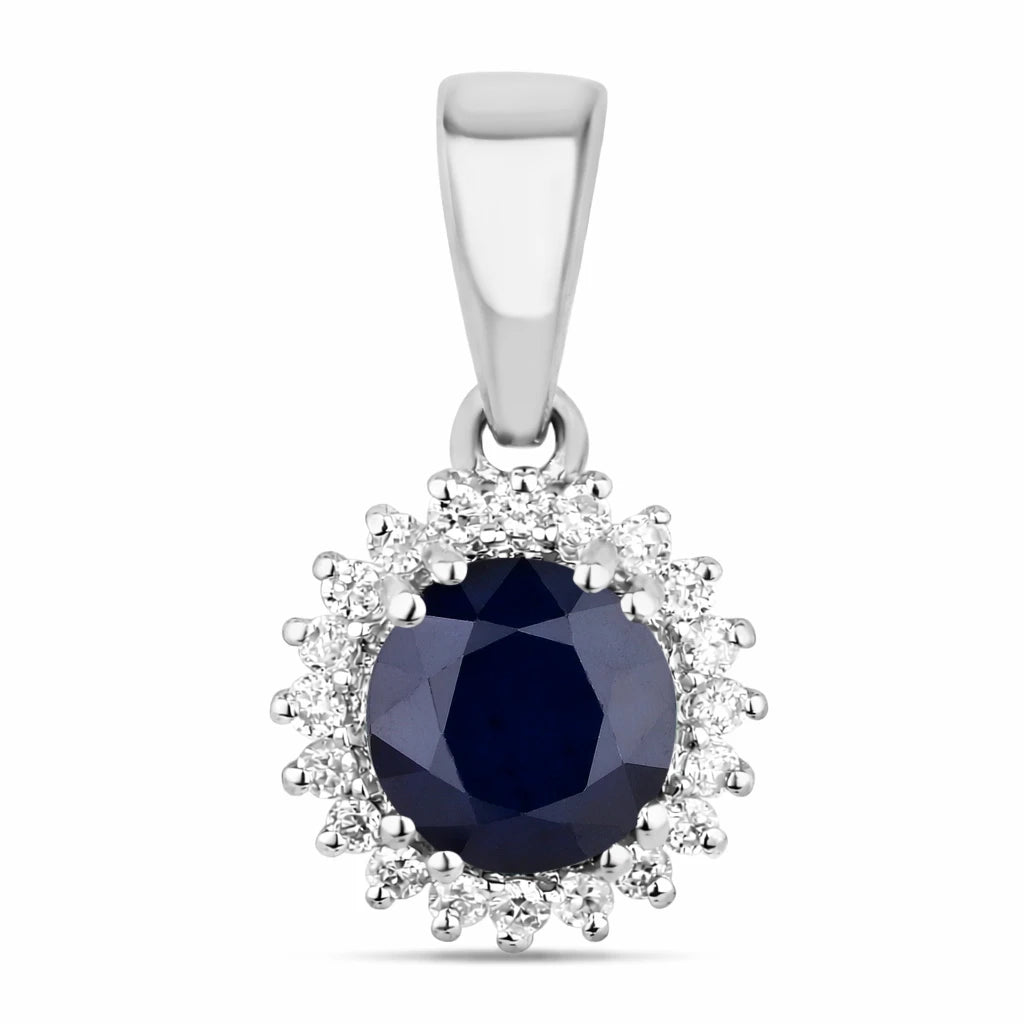 Sunburst Round Cut Diamond Accent Pendant