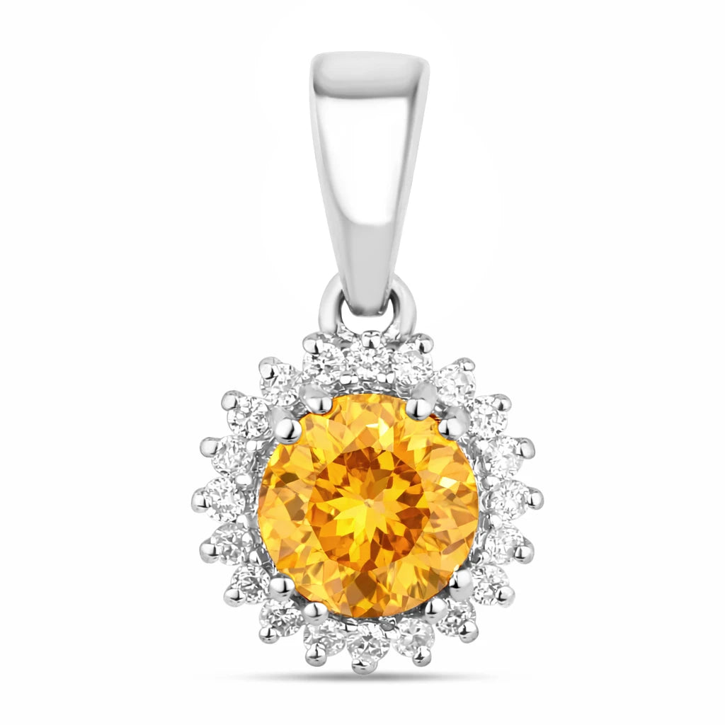 Sunburst Round Cut Diamond Accent Pendant