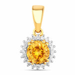 Sunburst Round Cut Diamond Accent Pendant