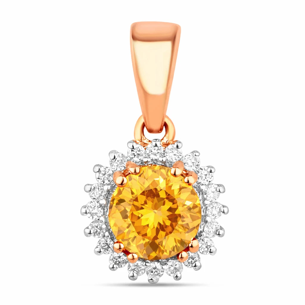 Sunburst Round Cut Diamond Accent Pendant