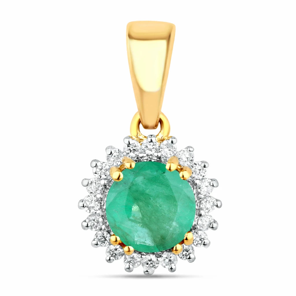 Sunburst Round Cut Diamond Accent Pendant