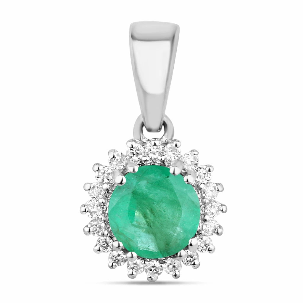 Sunburst Round Cut Diamond Accent Pendant
