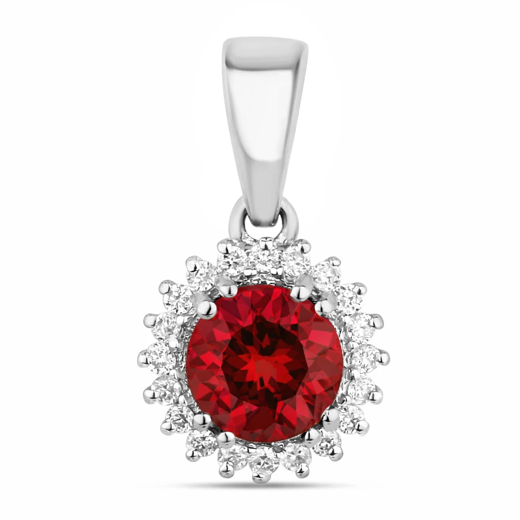 Sunburst Round Cut Diamond Accent Pendant